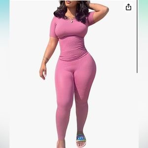 2 piece lounge set in baby pink